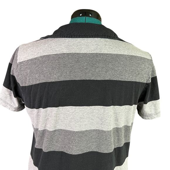 Venezia Lane Bryant Ladies Striped Collared T-Shirt Black Gray White Size 14-16 - Picture 4 of 13